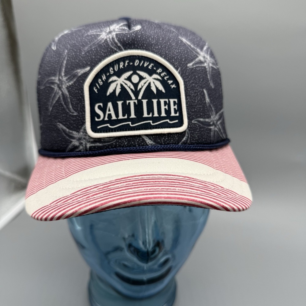 Salt Life Honor Youth Boys Baseball Cap Navy Starfish Palm Mesh Snapback OSFM